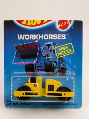 Vintage 1986 Hot Wheels CAT Road Roller w/CB614 & 5 Bars #3853 Workhorses 1/64 - Image 1 of 4