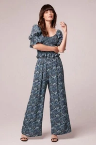 Band of the Free Elise Teal Floral Boho High Waist Wide Leg Pants Sz Small NWT - Bild 1 von 10