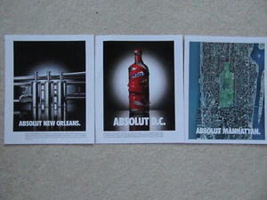 Absolut Vodka Reproductions, New Orleans, San Francisco, Manhattan, Chicago, D.C - Picture 1 of 3