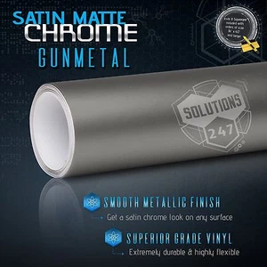 Satin Matte Chrome Metallic Vinyl Film Wrap Sticker Bubble Free Air - GUNMETAL - Bild 1 von 8