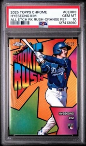 2025 Topps Chrome All-Etch Rookie Rush RC Hyeseong Kim Orange Ref /25 PSA 10 Gem - Bild 1 von 3