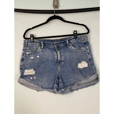 Aerie Women's Blue Distressed Denim Cutoff Shorts Rolled Hem Size M - Image 1 of 4