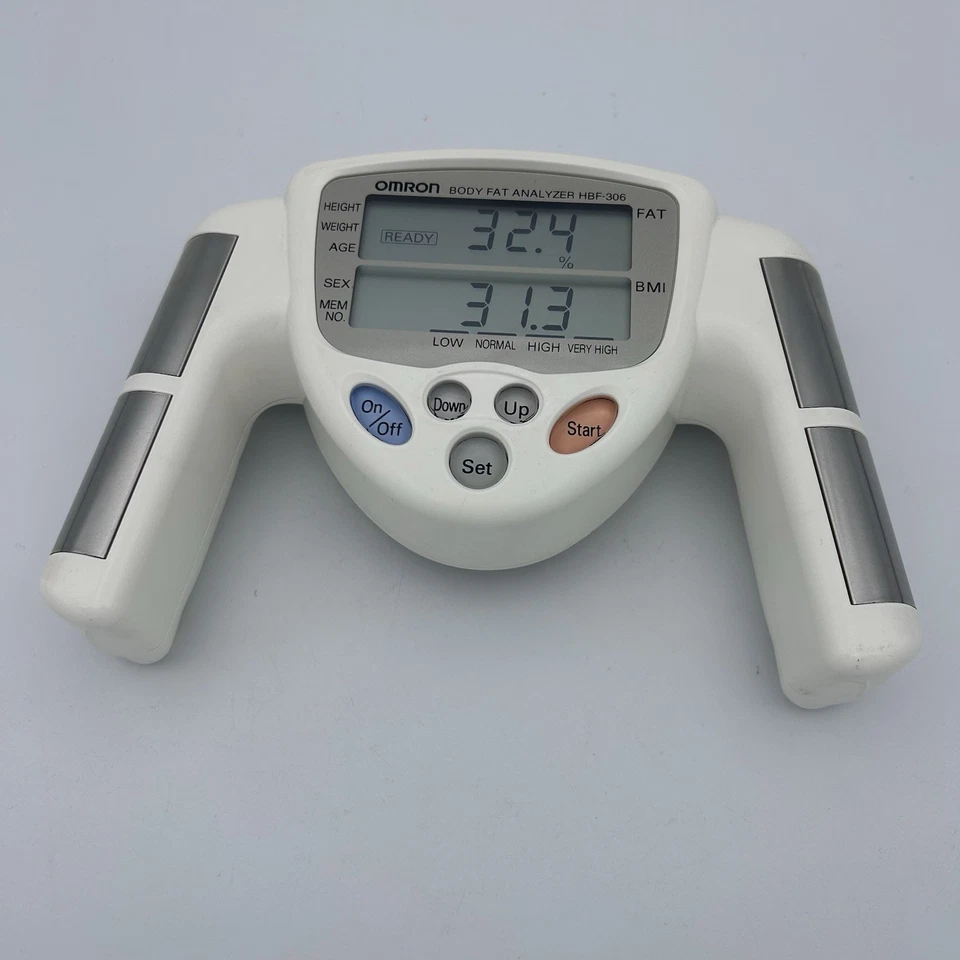 Omron Fat Loss Monitor HBF-306 bianco analizzatore di grasso corporeo portatile BMI testato funziona - Immagine 1 di 4