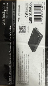StarTech.com Gigabit Ethernet Fiber Media Converter SM LC 20km ET91000SM20 NEU - Bild 1 von 1