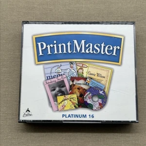 PrintMaster Platinum 16 (PC CD-ROM 4-Disc Set Windows XP 98+) Broderbund Craft + - Picture 1 of 12