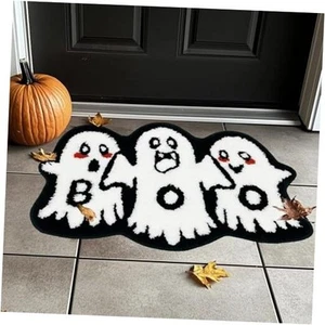 Cute Ghost Bathroom Rug Fun Non-Slip Bath Rug, Funny Washable Microfiber White - Picture 1 of 7