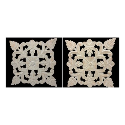 Rustic Wall Art Set of 2 Light Gray Distressed Wood or MDF Panels 15.5" By Fedco - Image 1 of 4