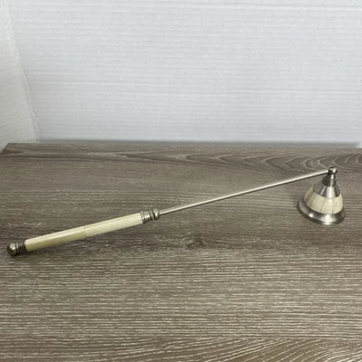 Unique Vintage Candle Snuffer ~ Silver Metal ~ Cream Bone Handle ~ Antique Decor - Image 1 of 4