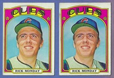 RARE PRINT ERROR 1972 TOPPS HIGH NUMBER #730 RICK MONDAY CUBS CARD + REGULAR