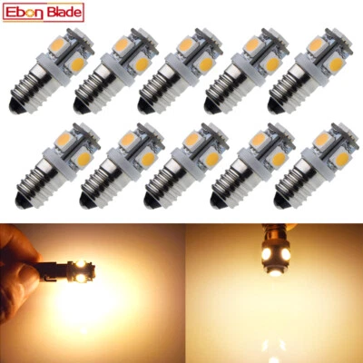 10Pcs E10 Screw 3V LED Bulb Warm White 5 SMD For Flashlight Torches Light Lamp - Image 1 of 4