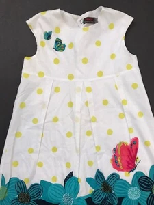 CATIMINI Girls Designer Sleeveless Dress Size 5 White Floral Butterflies - Picture 1 of 8