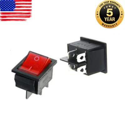 2 Pcs Red Rocker Switch DPST ON/OFF Toggle 16 Amp 250v 20 Amp 125v 4 Pin Ec-2604