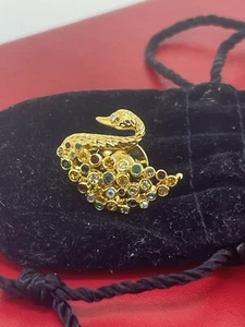 Vintage Swarovski Swan Multicolored Crystals Jewelry Tac Lapel Pin - Picture 1 of 8