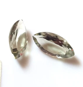 Par de piedras preciosas sueltas de 11 quilates con forma de marquesa amatista prasiolita natural 18*9 mm - Imagen 1 de 11
