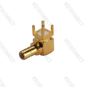 10X Connettore coassiale SMB maschio passante foro angolo retto attacco PCB RF 50 Ohm - Foto 1 di 3