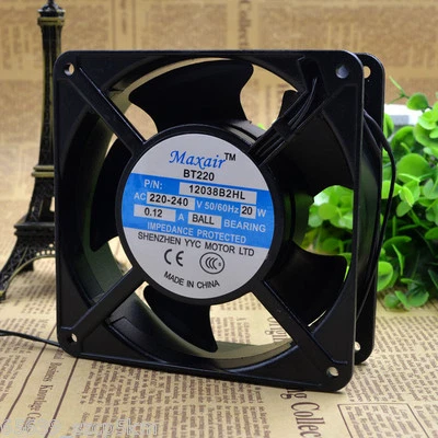 Maxair BT220 12038B2HL  AC 220V Axial Flow Fan Ball Bearing Cooling Fan  - Image 1 of 4