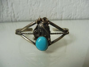 schöner ,alter Armreif  , Indianerschmuck , 925 Sterlingsilber mit Türkis ! - Bild 1 von 4