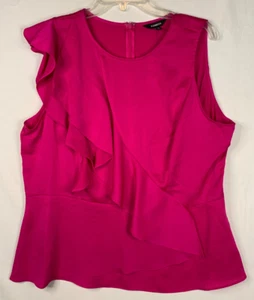 Express Faux Wrap Ruffle Top Hot Pink Women’s Size XL Sleeveless Fairy Party NWT - Picture 1 of 11
