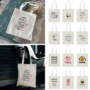 Canvas Tote Bag Shoulder Handbag Purse Reusable for Travel Grocery Shopping - Picture 1 of 109