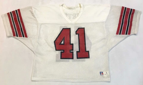 Vintage Russell Athletic #41 Football Mesh Jersey L White USA Screen Cover