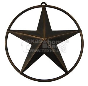 Small 6.25" Metal Barn Star With Smooth Ring Brushed Copper Finish Wall Decor 