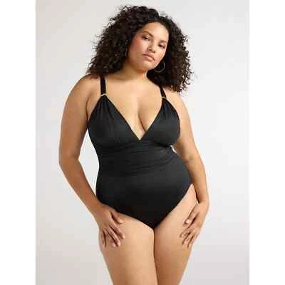 Traje de baño Sofia by Sofia Vergara para mujer TALLA 1X 16W-18W Sandra de una pieza NEGRO Foto 1 de 4