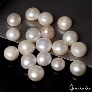 100 Ct/18 Pcs Natural Untreated Freshwater Pearl Undrill Button Shape Loose Gems - Picture 1 of 5