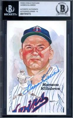 Harmon Killebrew Gem Mint 10 Beckett BAS Signed Perez Steele Postcard Autograph - Image 1 of 2