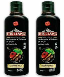 2 x KOK LIANG Chinese Herbal SHAMPOO Natural for Hair Darkening Thickening 200ml - Picture 1 of 2