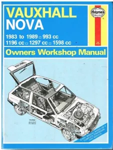 VAUXHALL NOVA 1.0 1.2 1.3 PETROL SALOON & HATCHBACK 1983-89 OWNERS REPAIR MANUAL - Picture 1 of 1