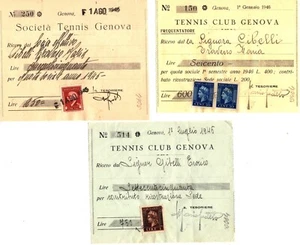 MF0064 - Ricevute periodi diversi del Tennis Club Genova - Foto 1 di 1