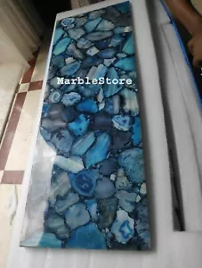36" x 20" Blue Agate Coffee Table / Agate Stones Console Top Handmade Home Decor - Picture 1 of 10