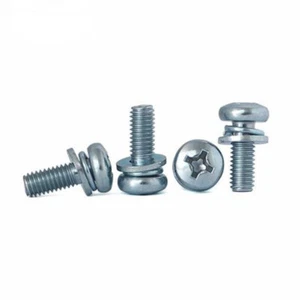 M4 M5 Phillips Screw Pan head With Washer Bolts Sems Screws Zinc 6-40mm Length - Picture 1 of 3