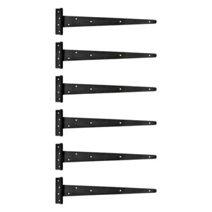T Strap Door Hinges RSF Black Iron Light Duty 19" Pack of 6 - Picture 1 of 8