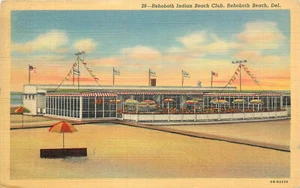 REHOBOTH BEACH, DELAWARE - INDIAN BEACH CLUB - 1943 CURTEICH LINEN POSTCARD VIEW - Picture 1 of 2