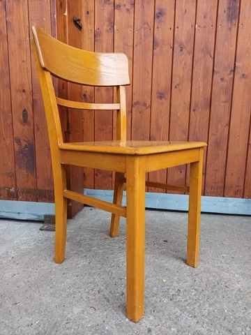 50er Vintage Dining Room Chair Frankfurt Kitchen Wooden Kneipenstuhl 7 Cover