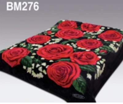 FLOWERS BLACK SOLARON KOREAN TECHNOLOGY BLANKET VERY SOFTY AND WARM KING SIZE - Image 1 of 2