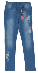 Lee Jeans Girls Embroidered Skinny Super Stretch Denim Adjustable Waist Size 14