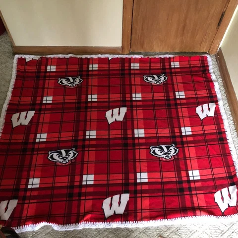 Wisconsin Badgers Bucky 49" x 61" Plaid Throw Blanket Cover