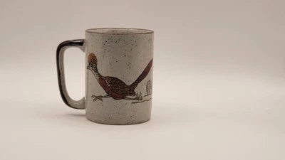 Vintage Otagiri Roadrunner Bird Mug Cup Speckled Stoneware Cactus Desert MCM - Image 1 of 4