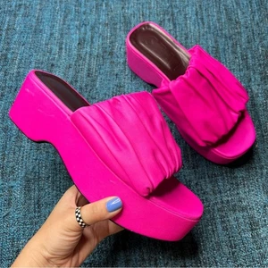 Sandalias de plataforma de cuero acanalado STAUD Nina rosa buganvilla Euro 42 o US 11 - Imagen 1 de 12