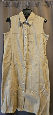 Denim & Co taupe sleeveless button down womens dress size medium - Image 1 of 4