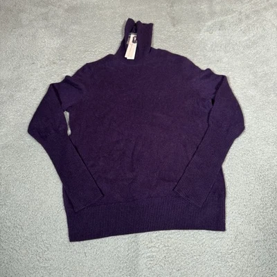 Suéter Aqua Cashmere Mujer Medio Púrpura Tejido con Cable Cuello Simulado Pullover Nuevo con Etiquetas Foto 1 de 4