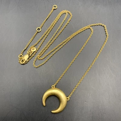 Madewell Pendant Necklace Crescent Moon or Horn Shape Boho Casual Gold Tone - Image 1 of 4