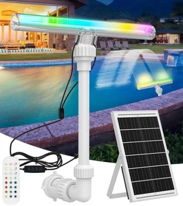 Solar Swimming Pool Waterfall Fountain W/ LED 10 Modes Adjustable- Open Box - Picture 1 of 7