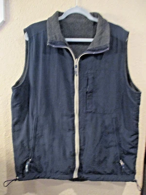IVY CREW Talla *M-L Azul Marino Nylon Gris Sherpa Chaleco Reversible con Cremallera/3 Bolsillos con Cremallera Foto 1 de 4