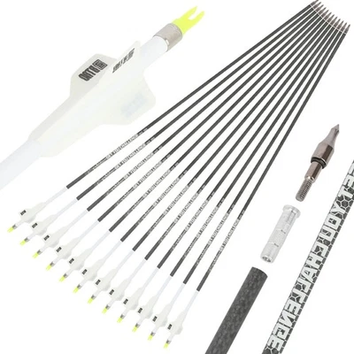 12X Archery 32" Pure Carbon Arrows SP250-400 Recurve Bow Shooting Hunt DIY .003" - Image 1 of 4