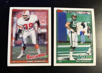 2 Vintage 1991 Jeff Lageman New York Jets, Harry Hamilton Tampa Bay Cards - Image 1 of 2