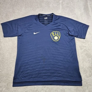 Milwaukee Brewers Team Issued Shirt Mens 2XL Navy Gary Sanchez MLB Nike Dri-Fit - Picture 1 of 9