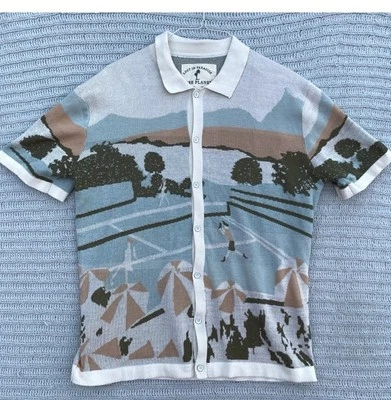 Free Planet Polo Button Up Sweater Shirt Mens Size S Lost in Paradise Rare - Image 1 of 4